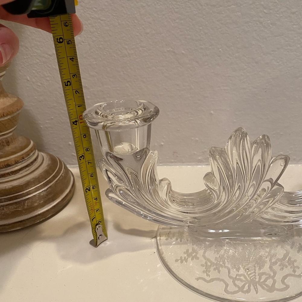 Fostoria Baroque Corsage Etched Double Candlestick Holder - Picture 5 of 6